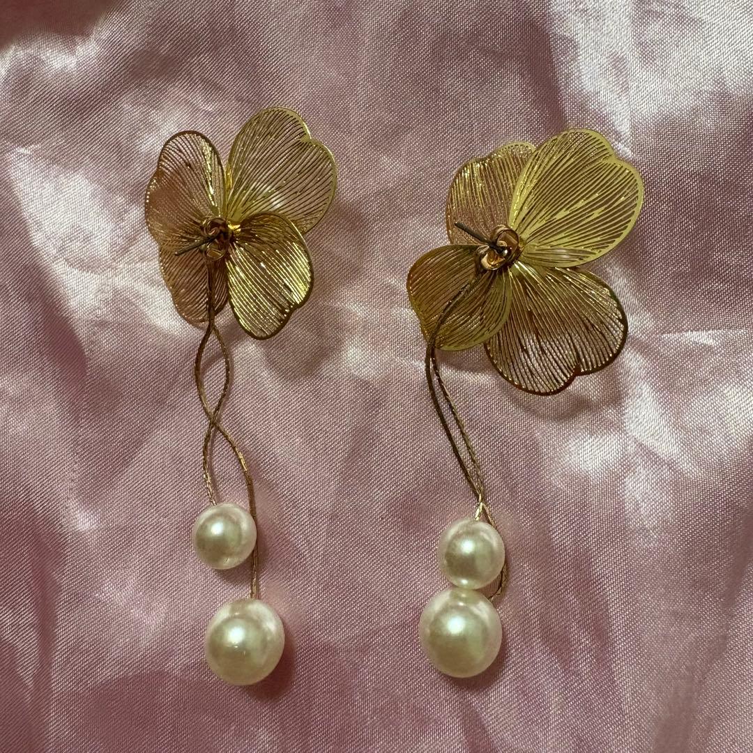 レトロモダン　オレンジ小町　豪華成人式振袖８点フルセット　正絹　髪飾り・ピアス付