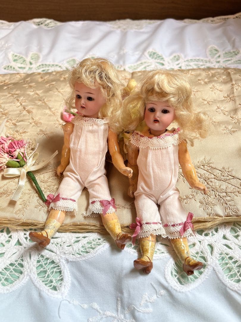 アンティークビスクドール ミニョネット　シモハルツインズ・:*+.