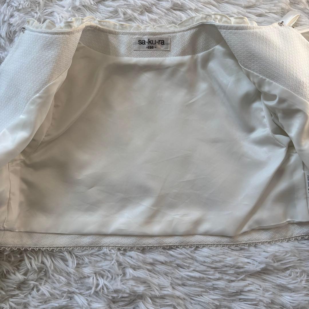 双子　サクラ フォーマル ワンピース 卒園 入学式　リボン レース　130