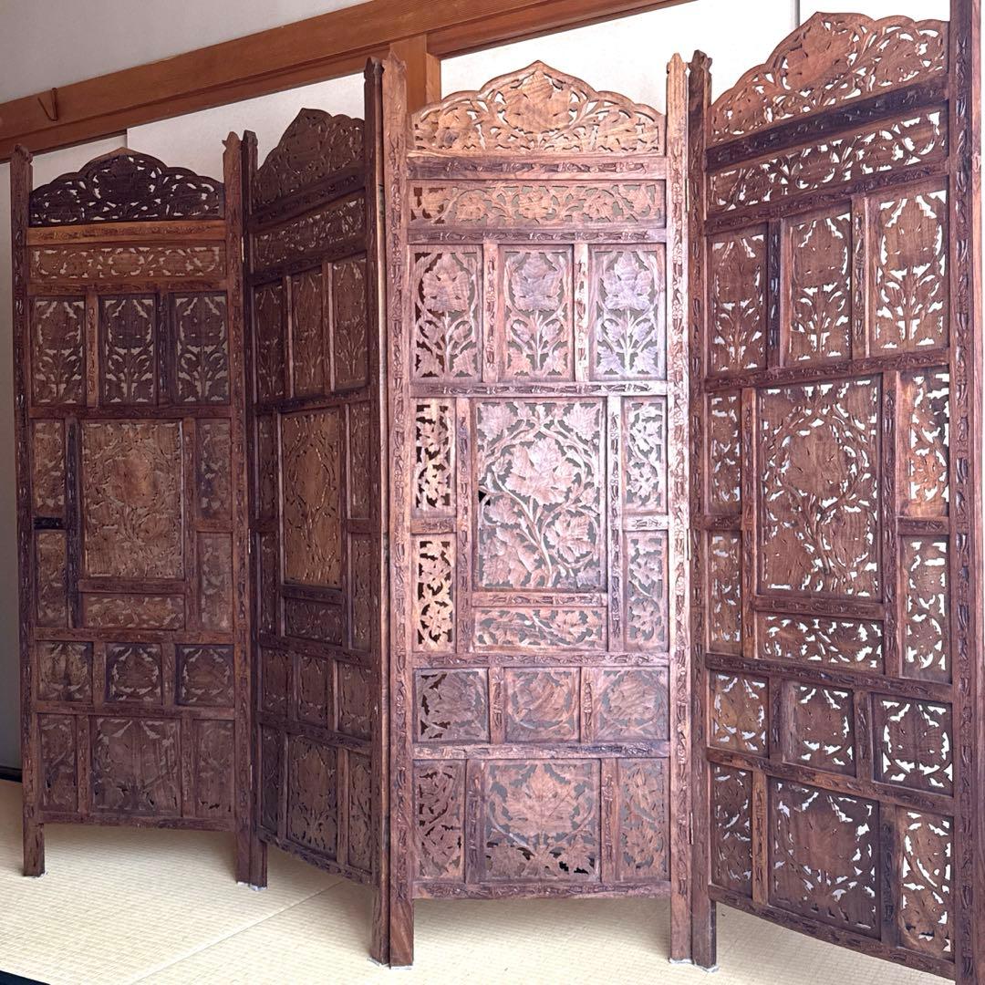 【再度出品】⭐︎アジアン⭐︎衝立⭐︎木製彫刻⭐︎パーティション⭐︎