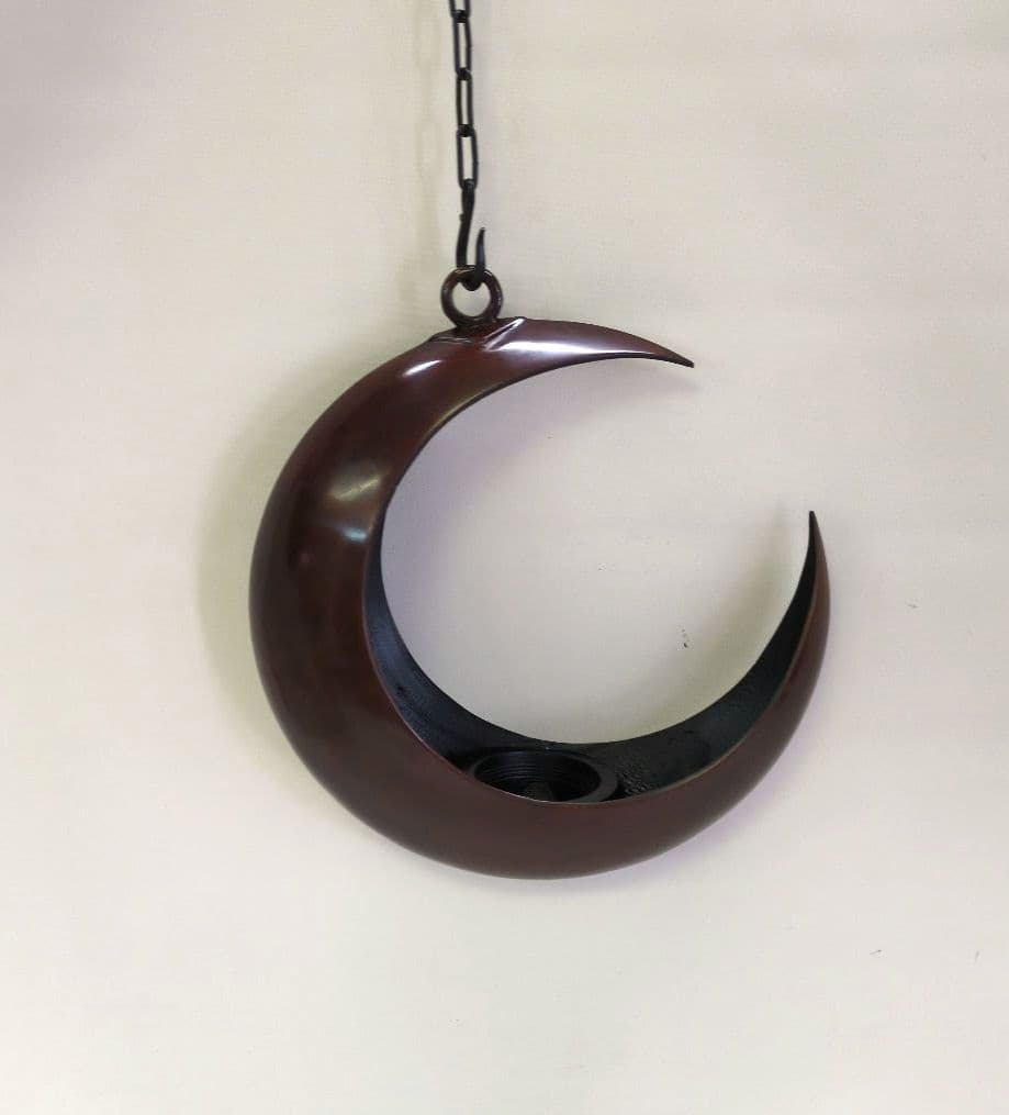 銅製花器　半月　池坊好み　池坊花器