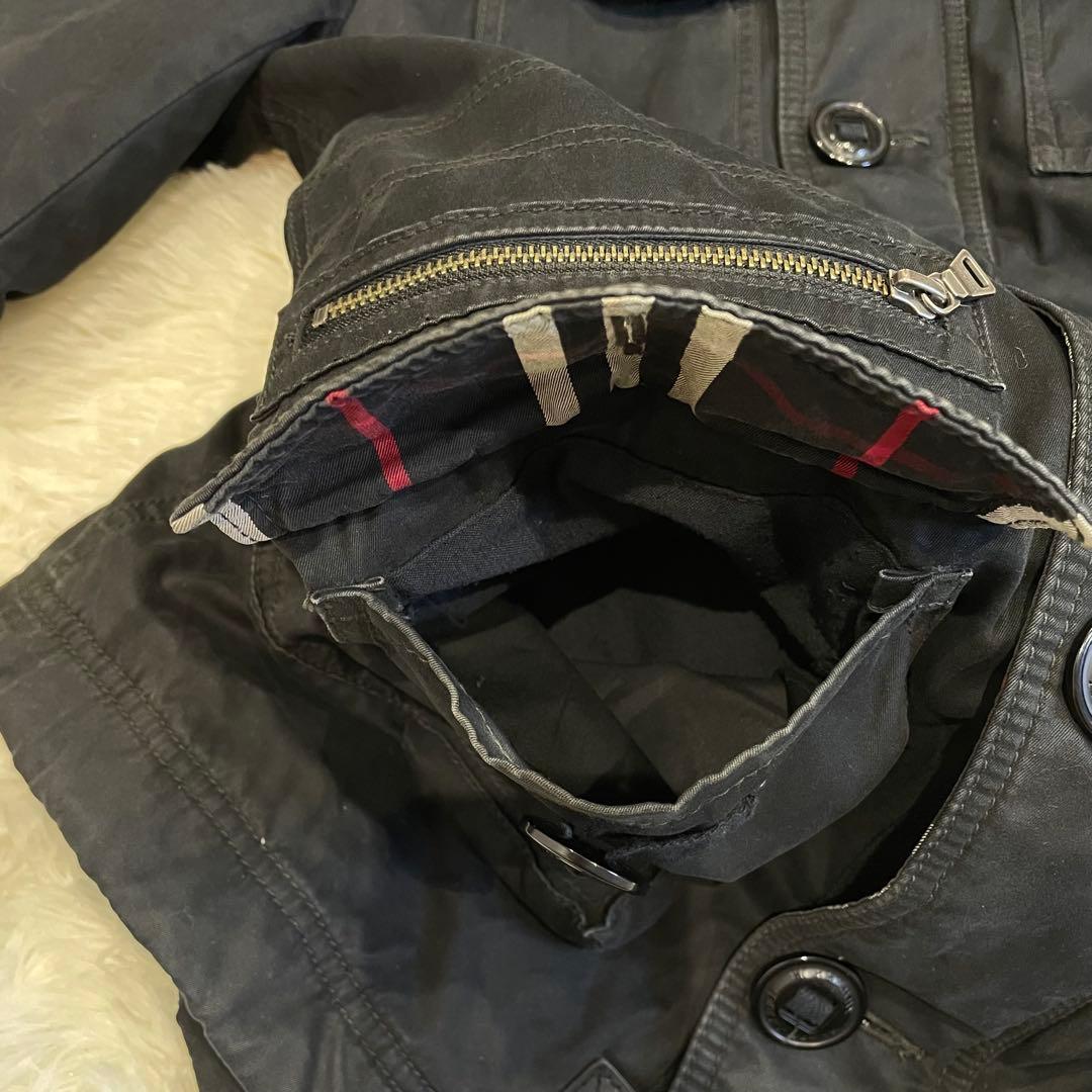 BURBERRY ブラックレーベル モッズコート たぬきファー ブラック