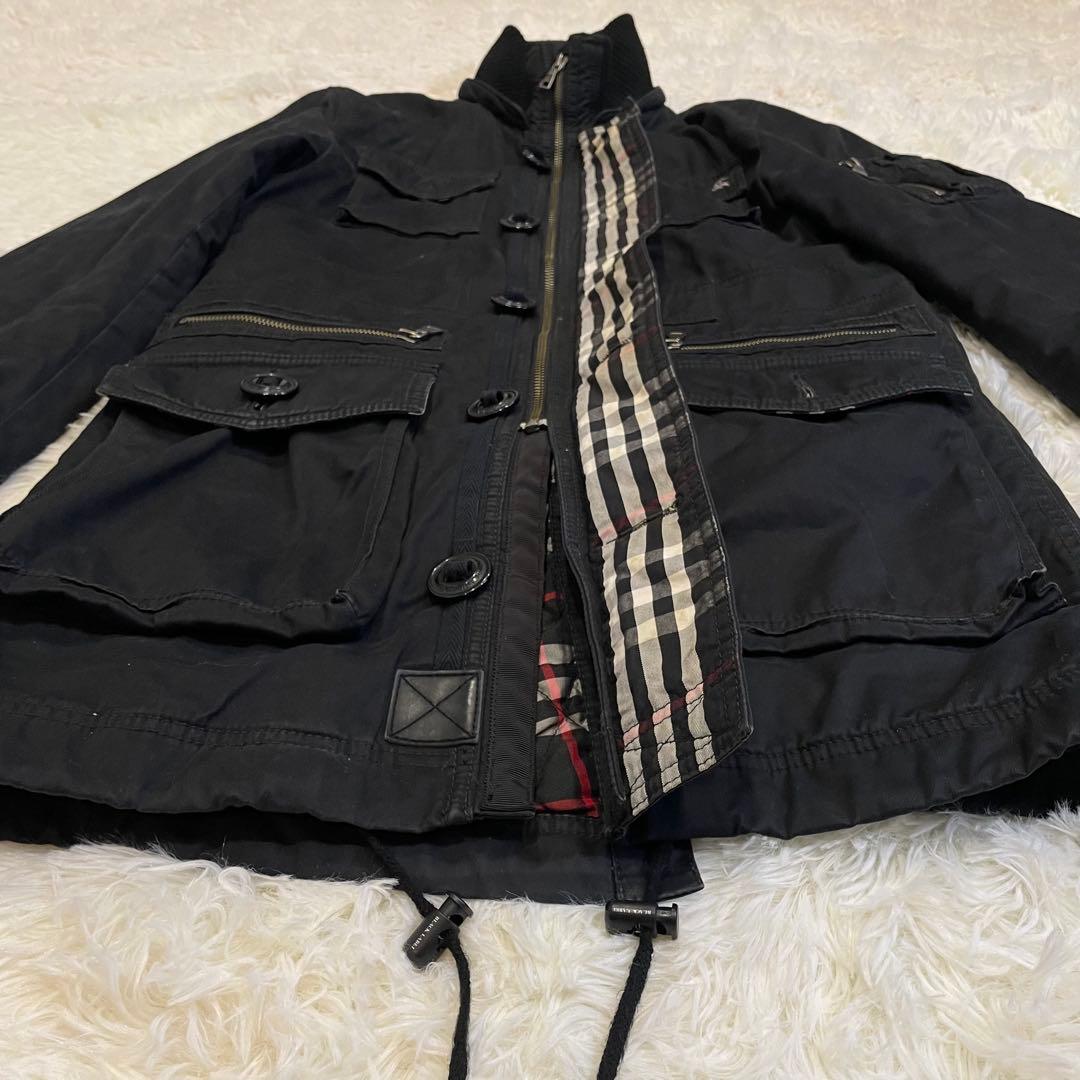 BURBERRY ブラックレーベル モッズコート たぬきファー ブラック