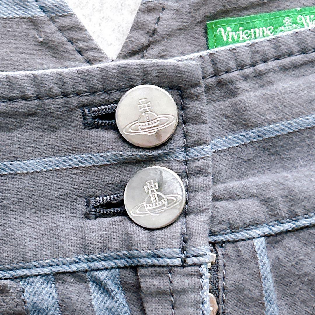 ヴィヴィアンウエストウッドレッドレーベル オーブ刺繍 ストライプ サルエルパンツ