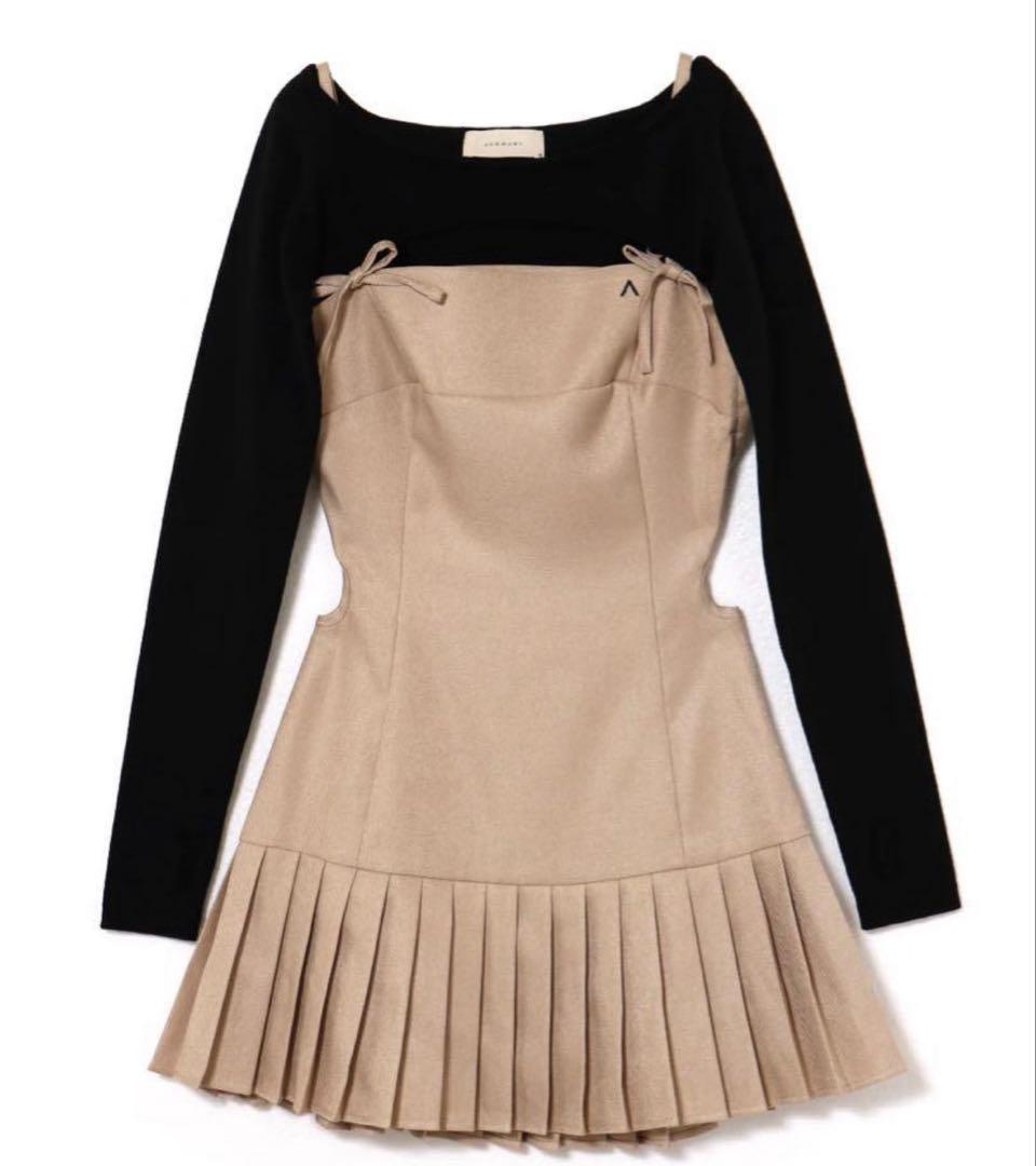 ワンピース andmary Karen knit set mini dress BEG S