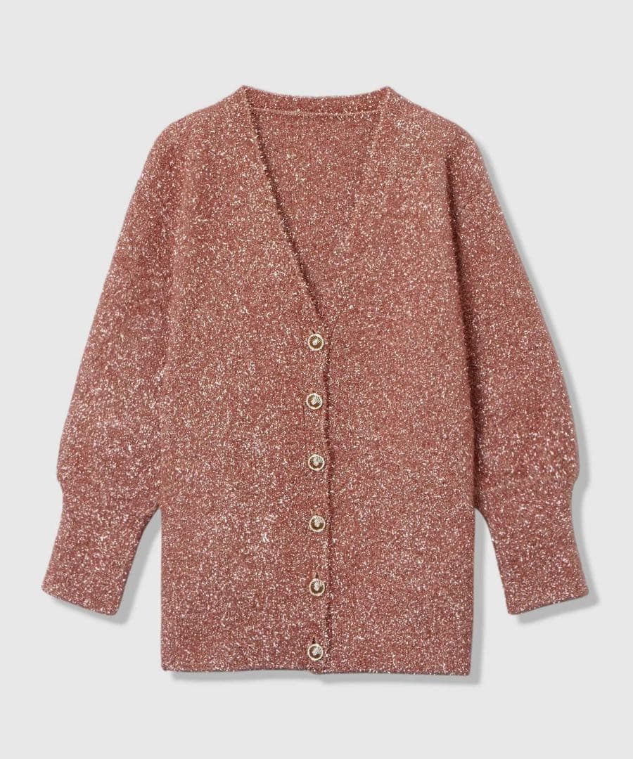 【LOULOU WILLOUGHBY】フィルムラメミドルカーディガン