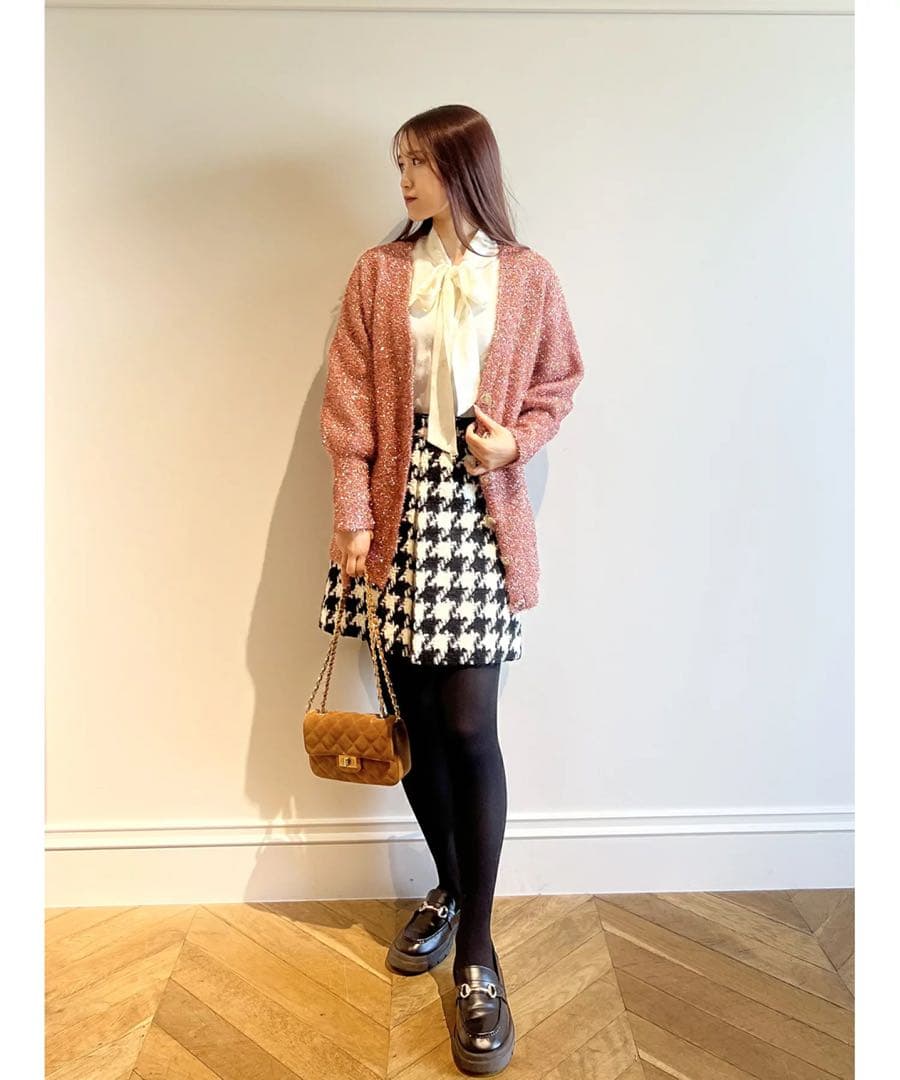 【LOULOU WILLOUGHBY】フィルムラメミドルカーディガン