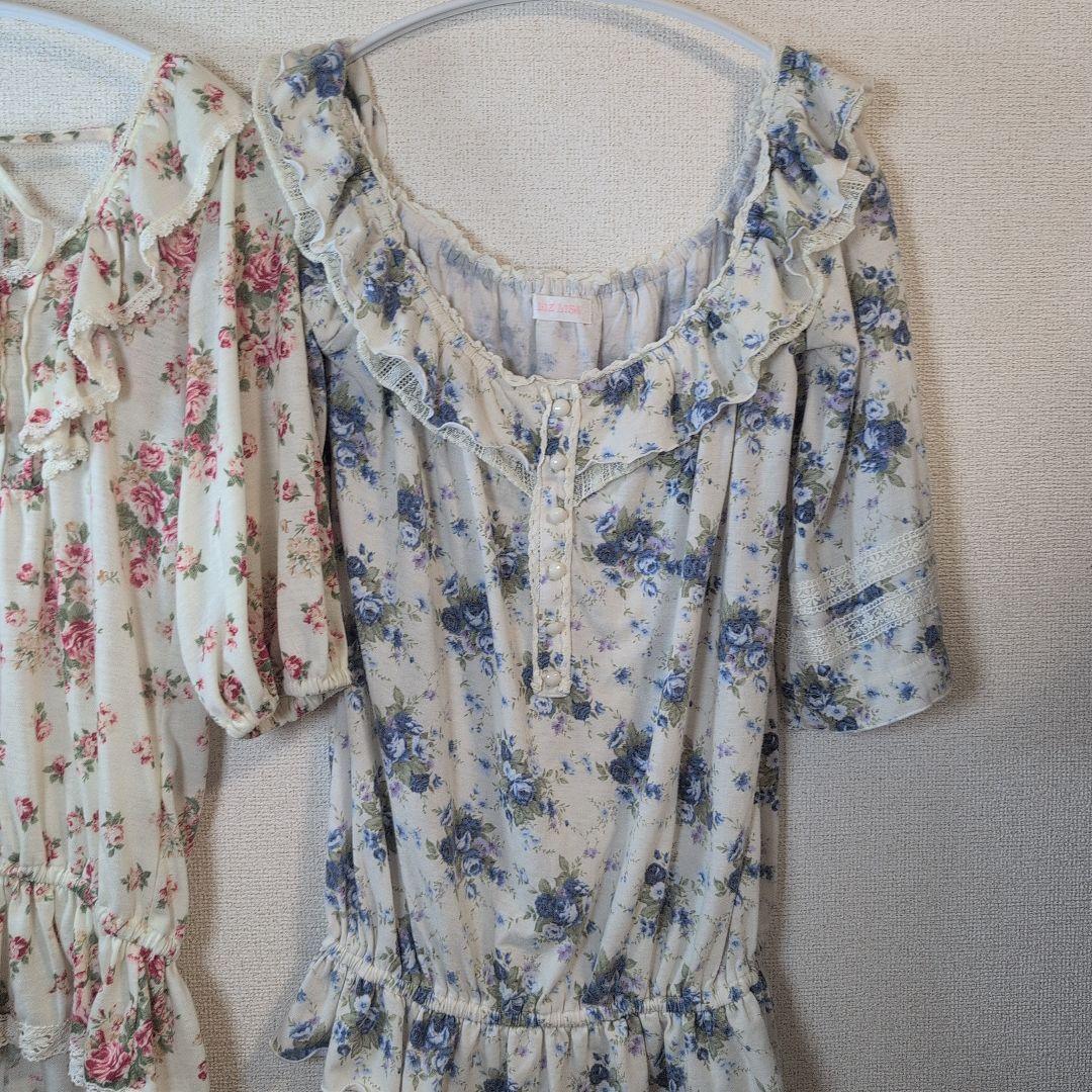 ♡LIZLISA♡flower 平成ギャル リズリサレース編み上げ花柄トップス