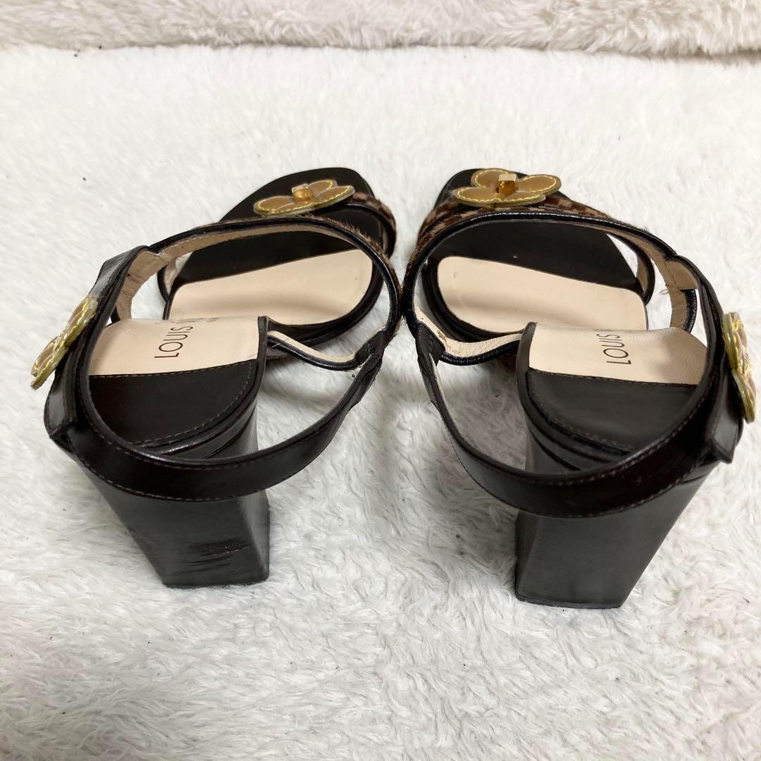 ルイヴィトン ダミエ ソバージュ サンダル ミュール ハラコ フラワーロゴ 靴