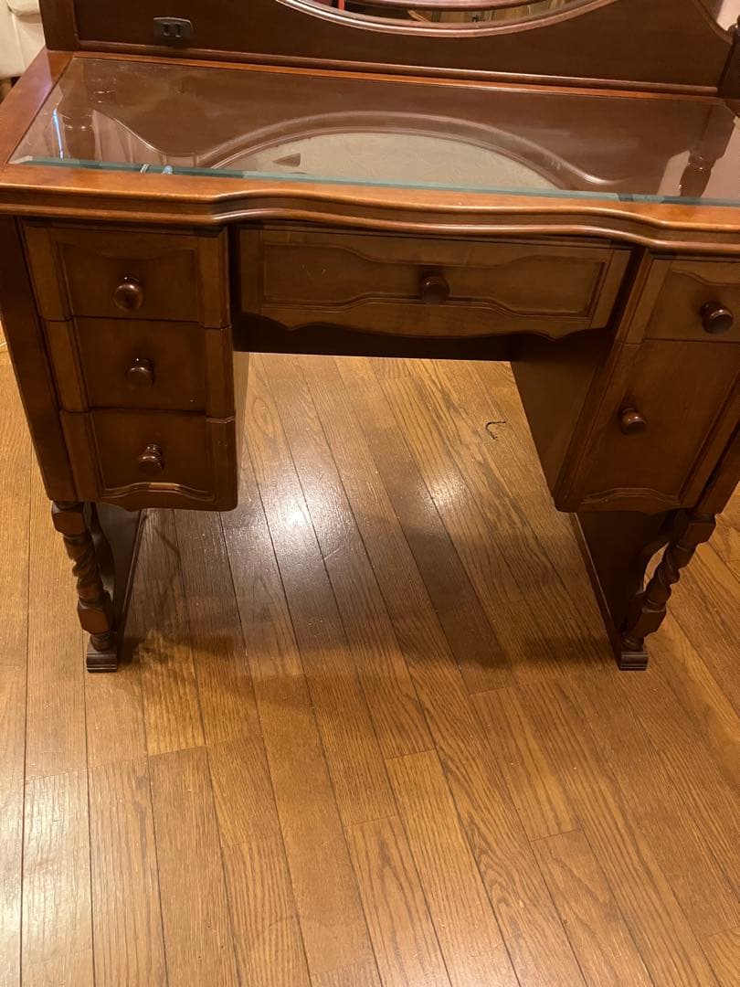 ビンテージ木製ブラウンドレッサー 鏡ミエミラー