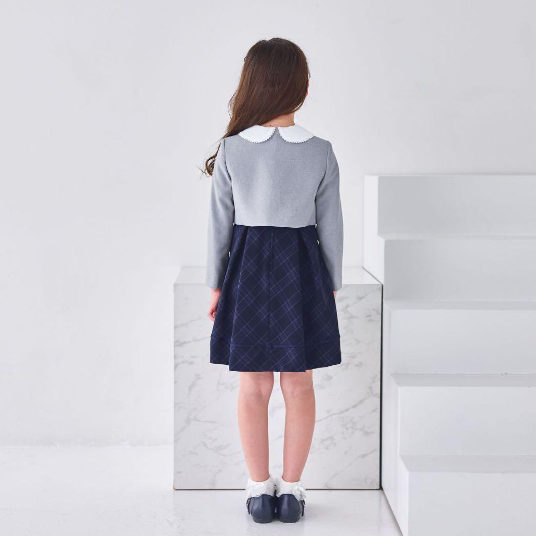 ✨美品✨ショパン 130 入学式 卒園式 フォーマルアンサンブル格子柄ワンピース