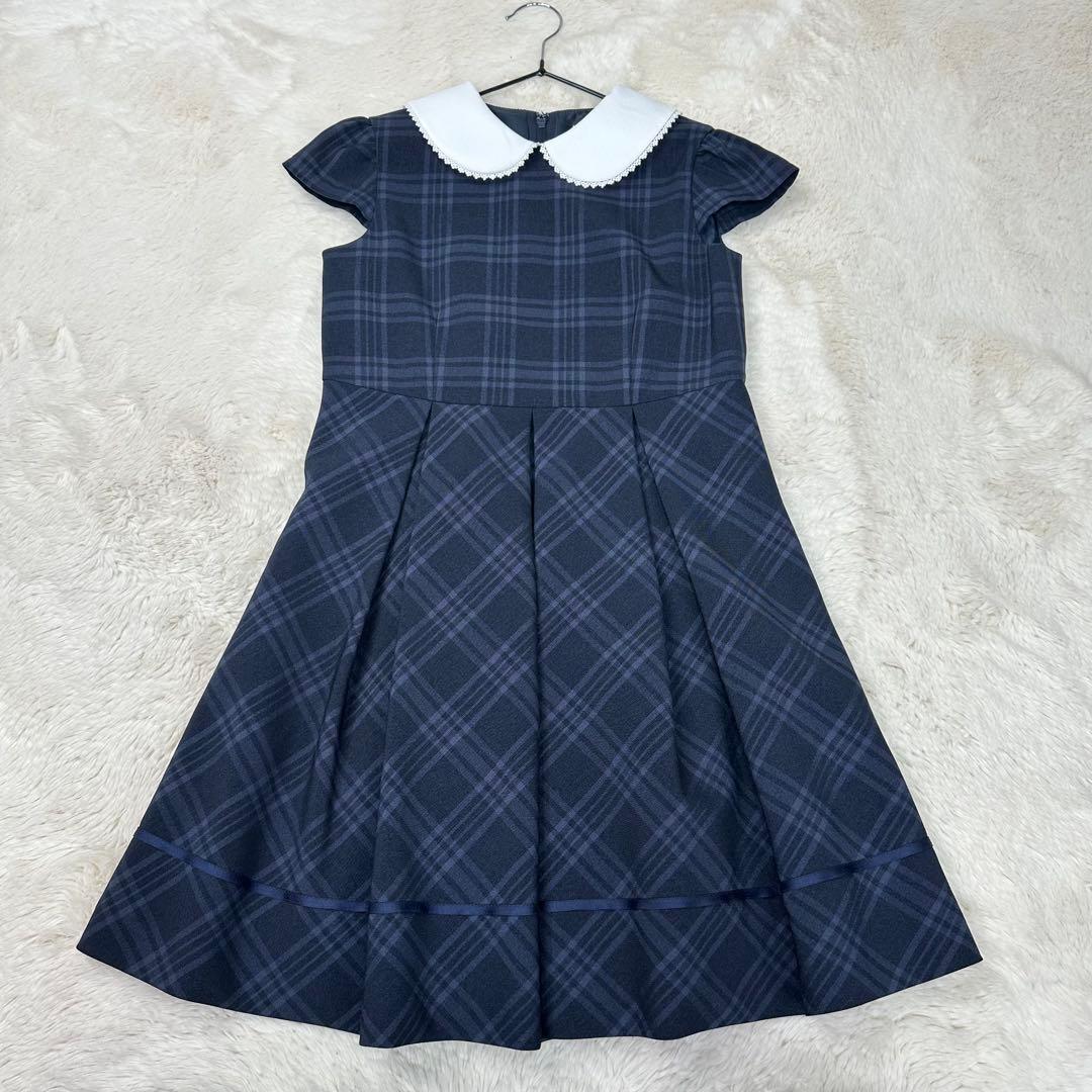 ✨美品✨ショパン 130 入学式 卒園式 フォーマルアンサンブル格子柄ワンピース
