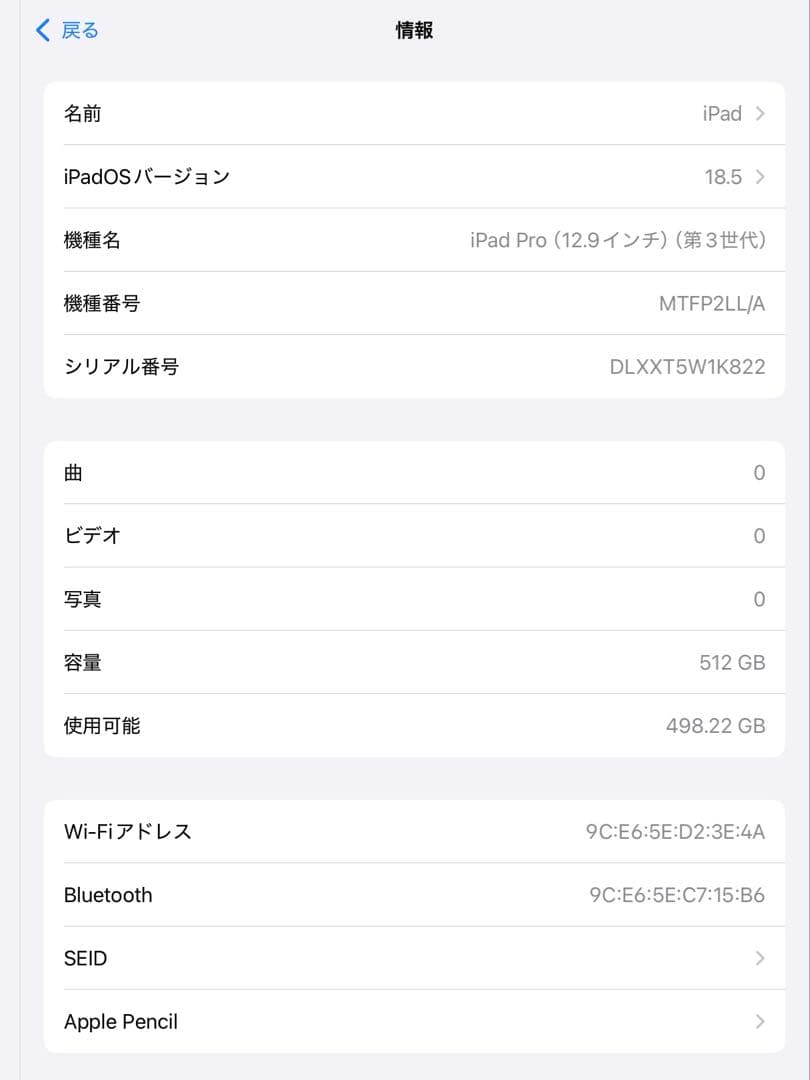 iPad Pro 第3世代 (12.9inch 512GB) + ペンシル