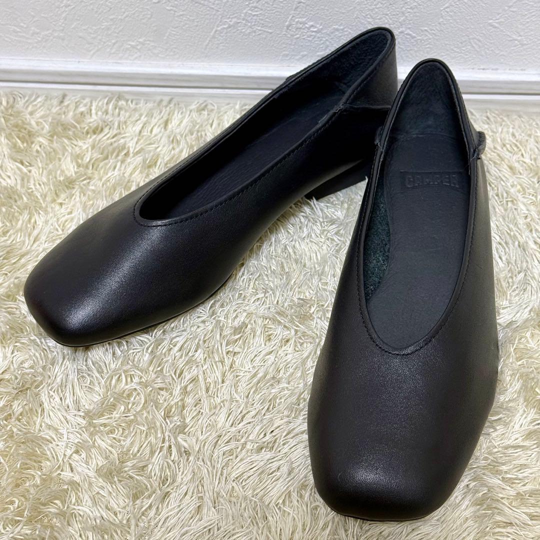 美品✨ CAMPER カシマイラ フラットシューズ　スクエアトゥ　レザー　黒