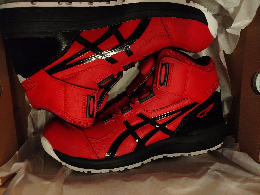最終お値下げ！本日のみ！asics 　BOA赤ハイカット安全靴