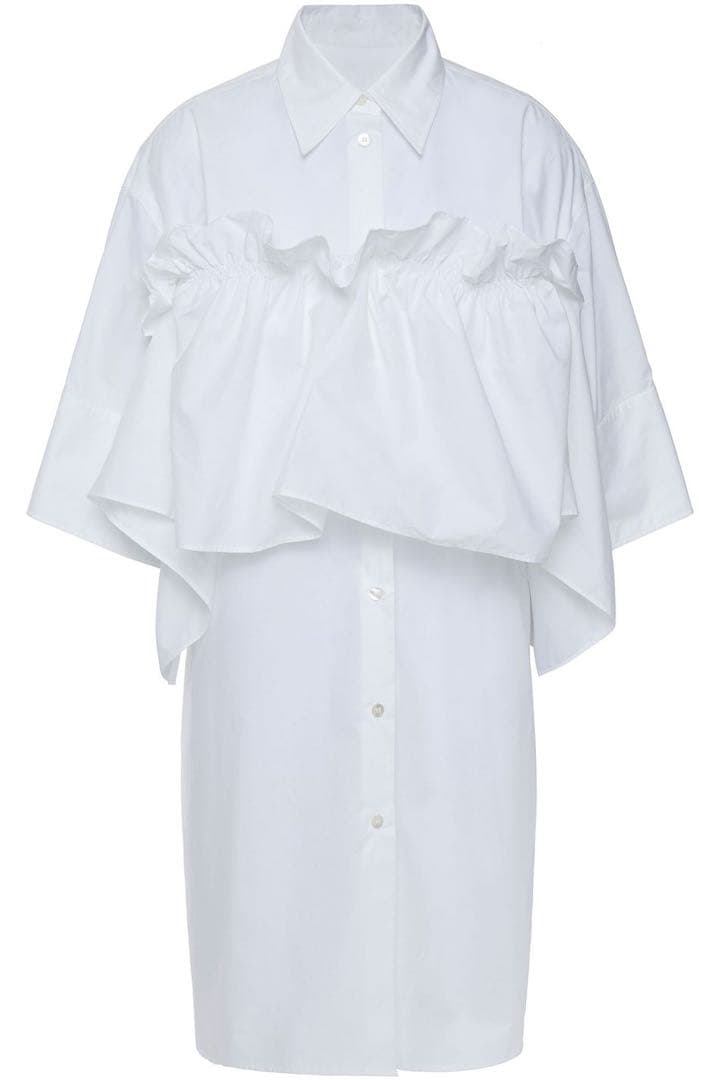 MM6 メゾン マルジェラ　フリルコットンポプリンミニシャツドレス