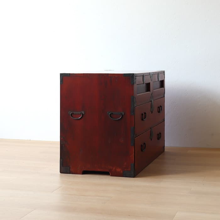 アンティーク 引出し4杯 3段 和箪笥 ローチェスト 古家具 テレビ台