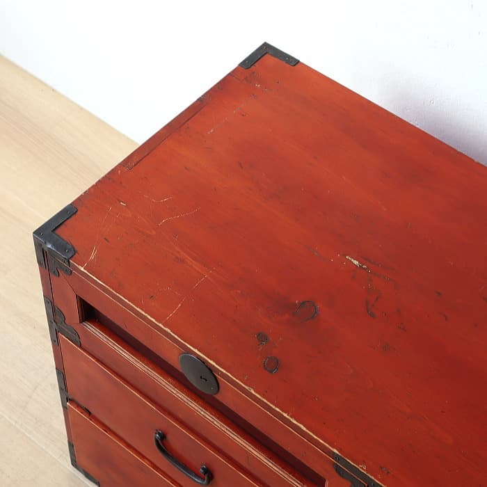 アンティーク 引出し4杯 3段 和箪笥 ローチェスト 古家具 テレビ台