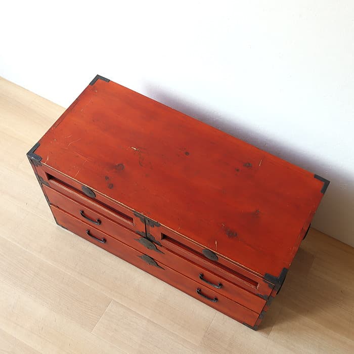 アンティーク 引出し4杯 3段 和箪笥 ローチェスト 古家具 テレビ台