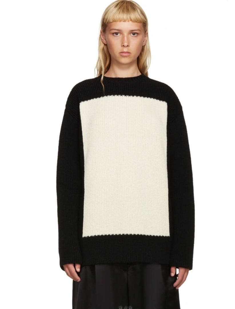 本日出品取り下げ　LOEWE ニットセーター XS 黒/アイボリー