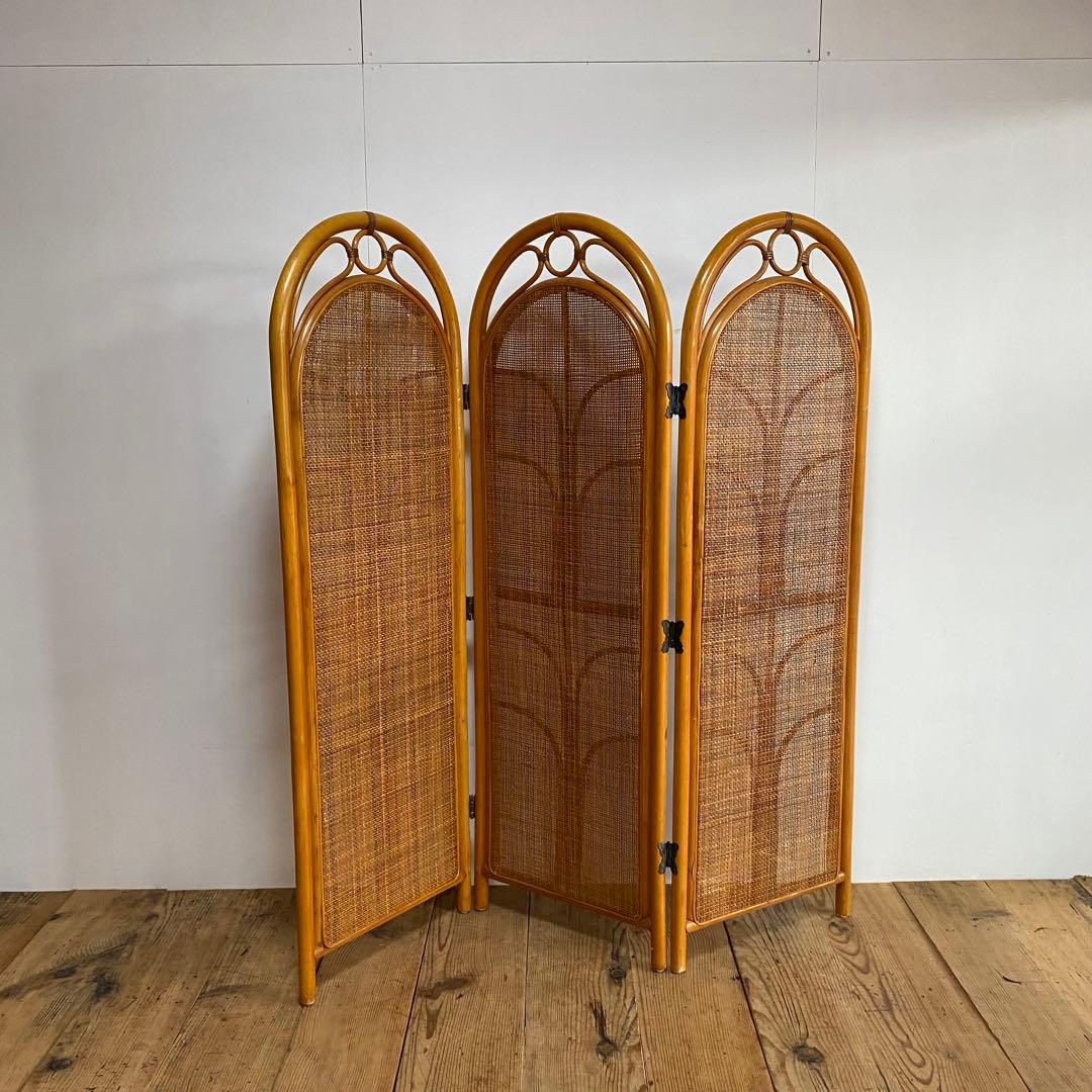 3点セット パーテーション ラタン モダン 和 格子 レトロ y9