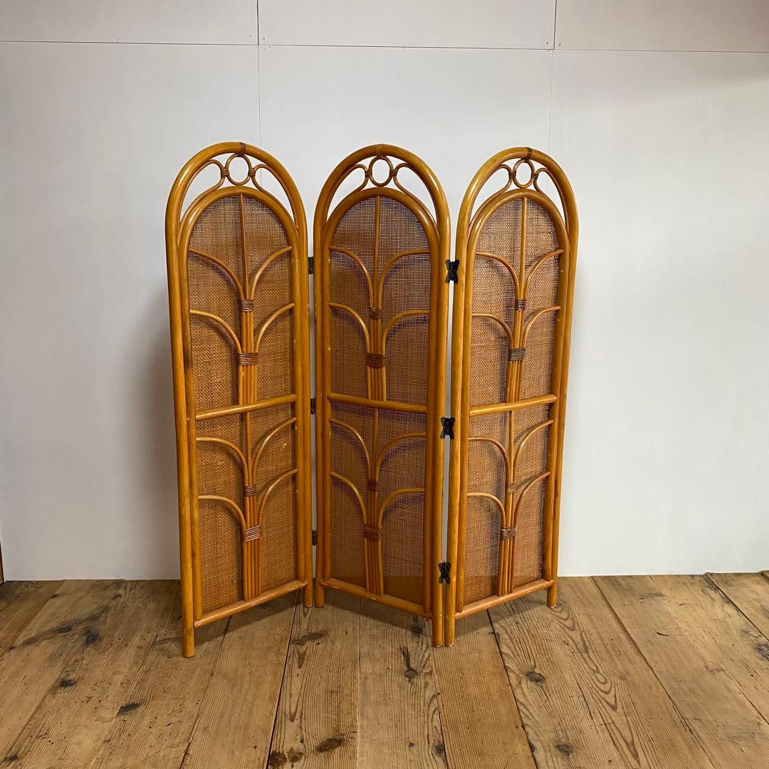 3点セット パーテーション ラタン モダン 和 格子 レトロ y9