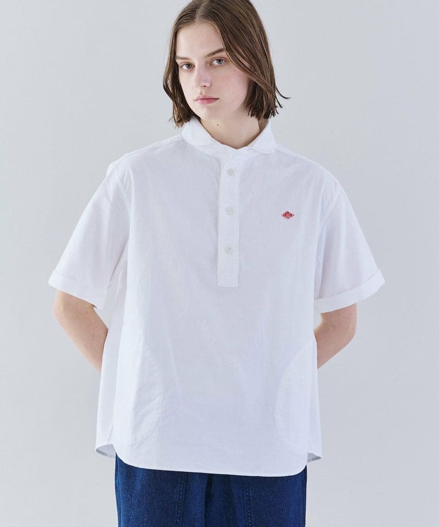 ★美品★ DANTON オックスフォード 丸襟 半袖プルオーバー シャツ