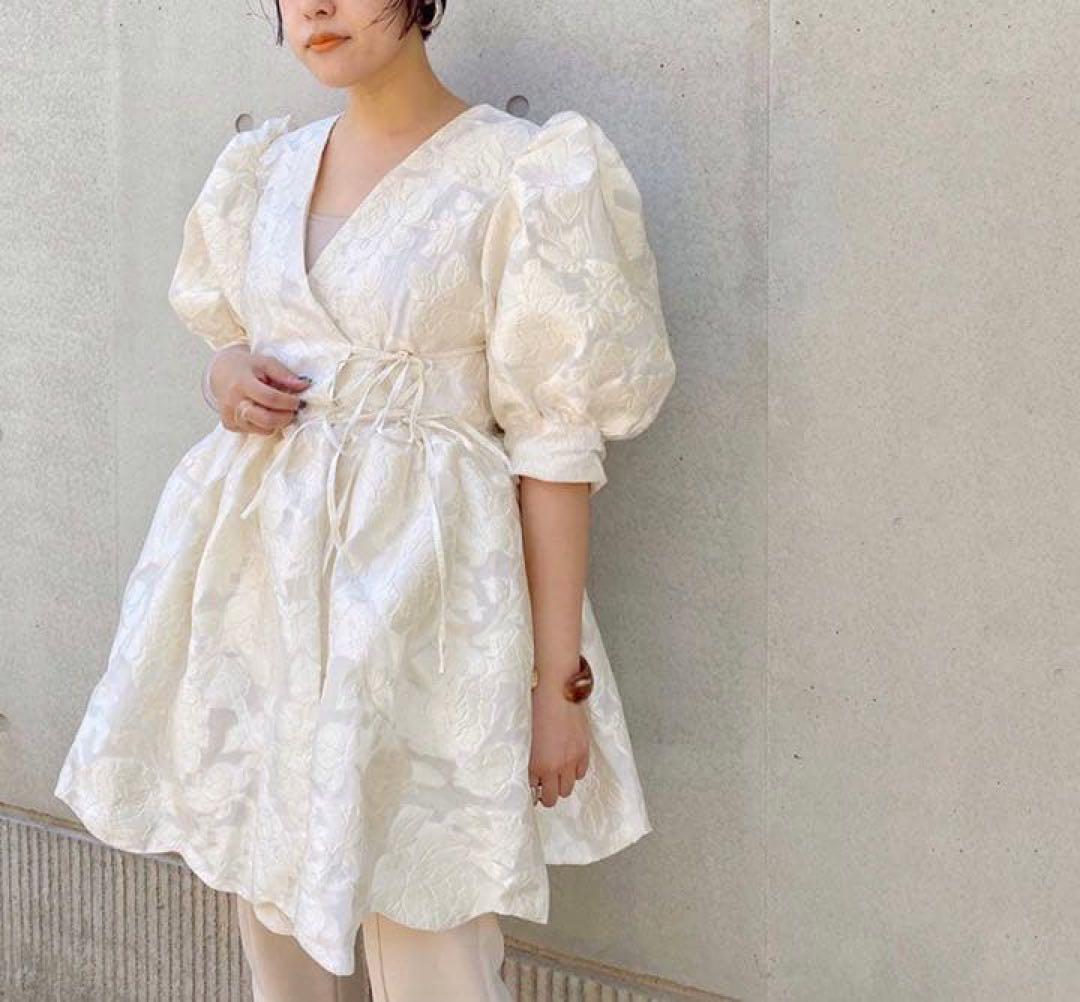 【DREAM sister jane】ジャガード花柄ラップミニワンピース