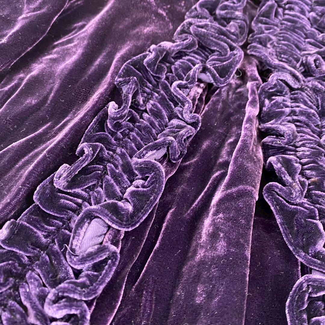 美品　ANNA SUI ベロアワンピース 紫 フリル USA4