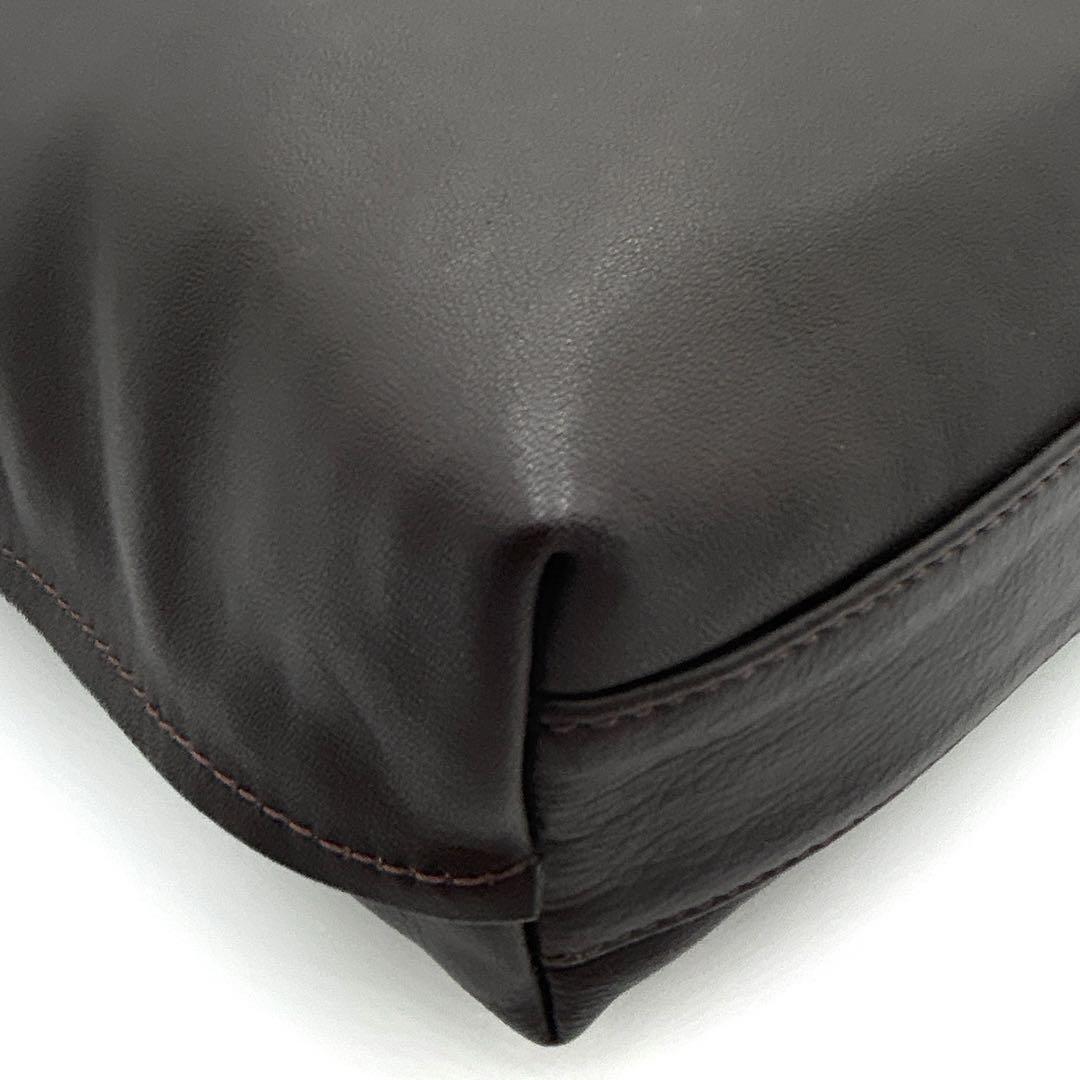 【極美品】 BREE ブリー ダークブラウン ロゴ ショルダーバッグ 袋付き