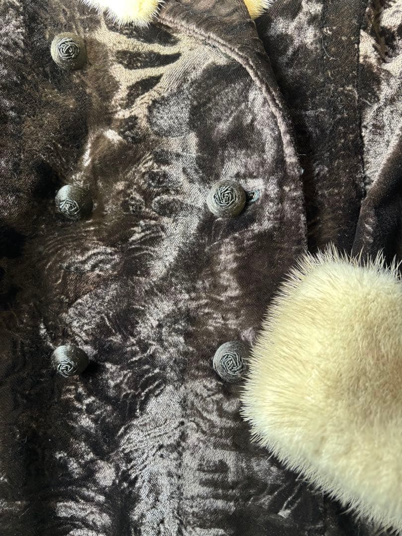 極美品 Fairmoor ミンクファー付き フレアコート　焦茶