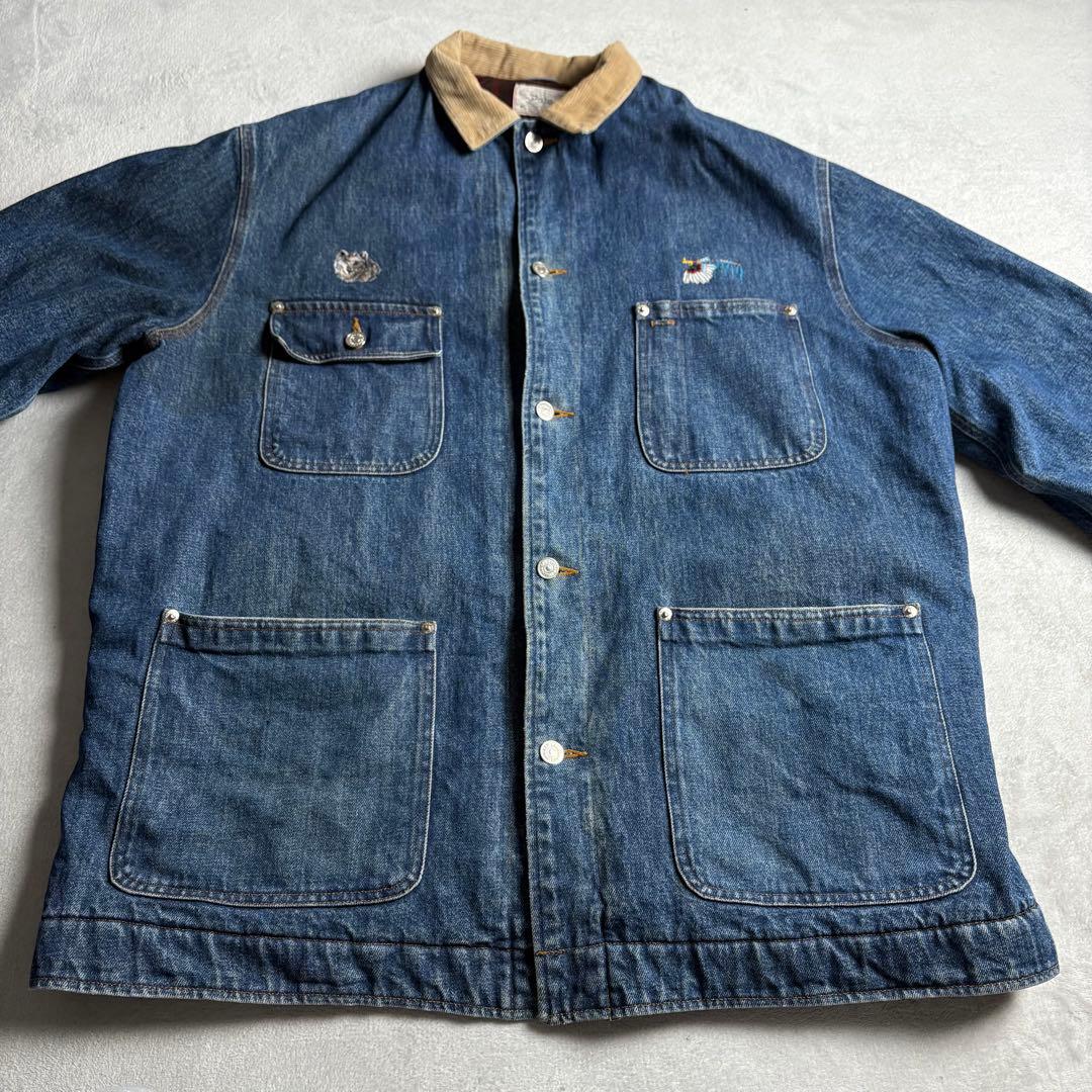 80s-90s USA製 ポロラルフローレン　デニムカバーオール　ブランケット