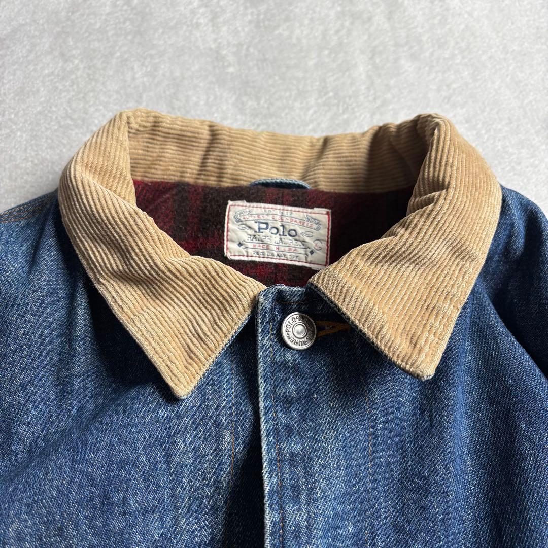 80s-90s USA製 ポロラルフローレン　デニムカバーオール　ブランケット