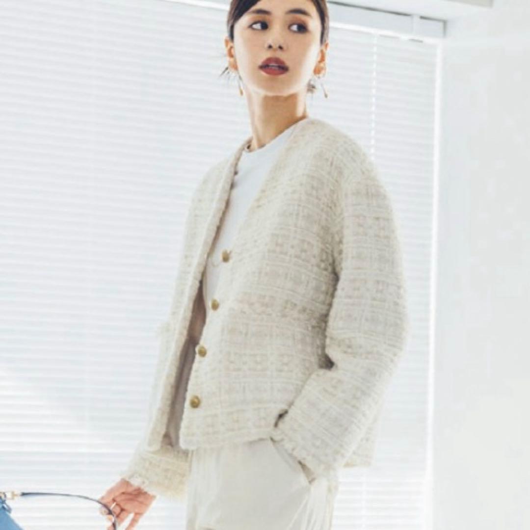 Demi-Luxe BEAMS ファンシーツイード ジャケット ベージュ