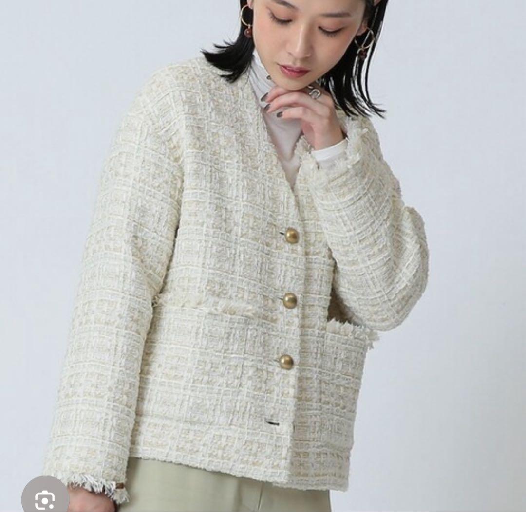 Demi-Luxe BEAMS ファンシーツイード ジャケット ベージュ