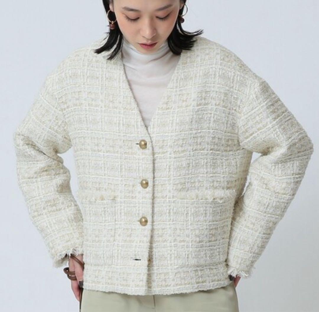 Demi-Luxe BEAMS ファンシーツイード ジャケット ベージュ
