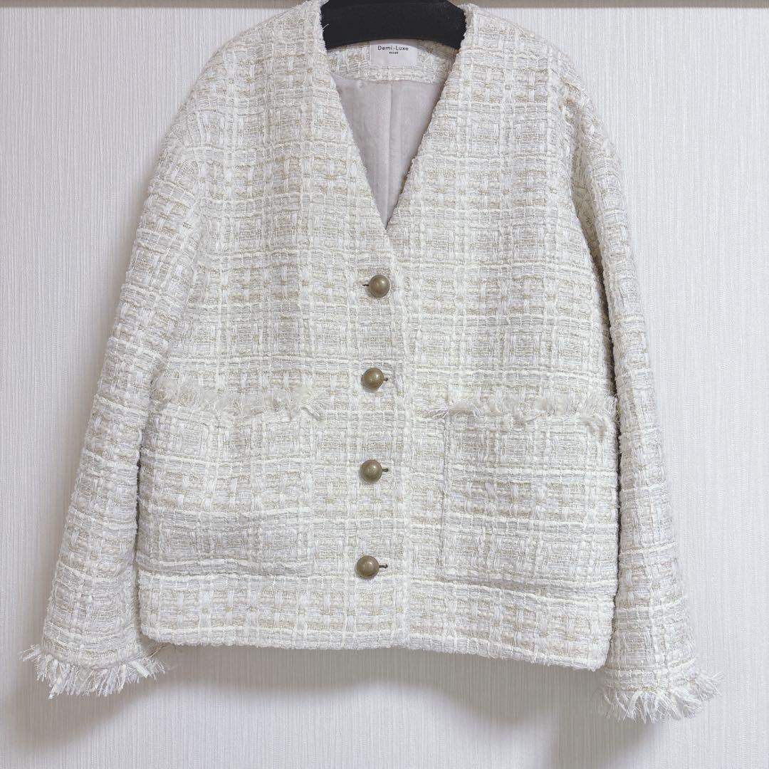Demi-Luxe BEAMS ファンシーツイード ジャケット ベージュ