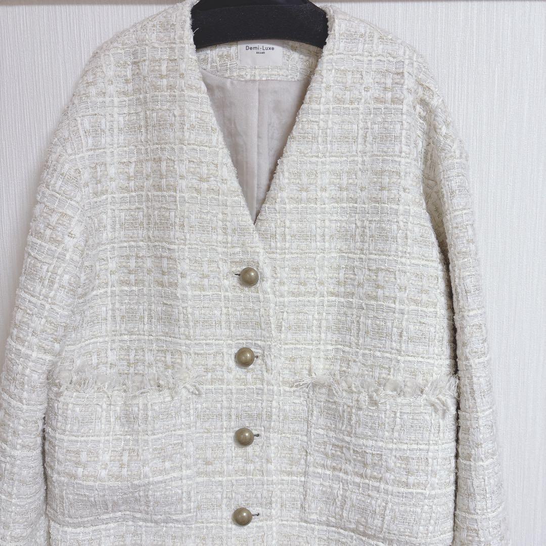 Demi-Luxe BEAMS ファンシーツイード ジャケット ベージュ
