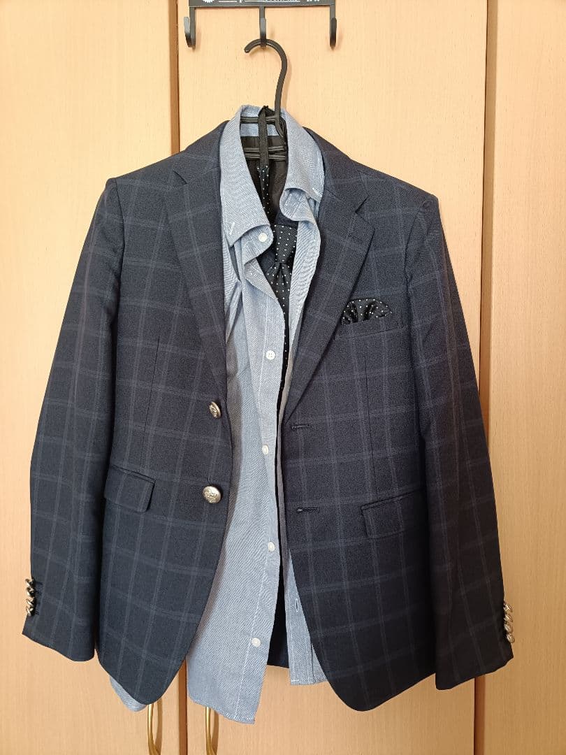 美品♡卒業式　ネイビー チェック柄 スーツセット　160
