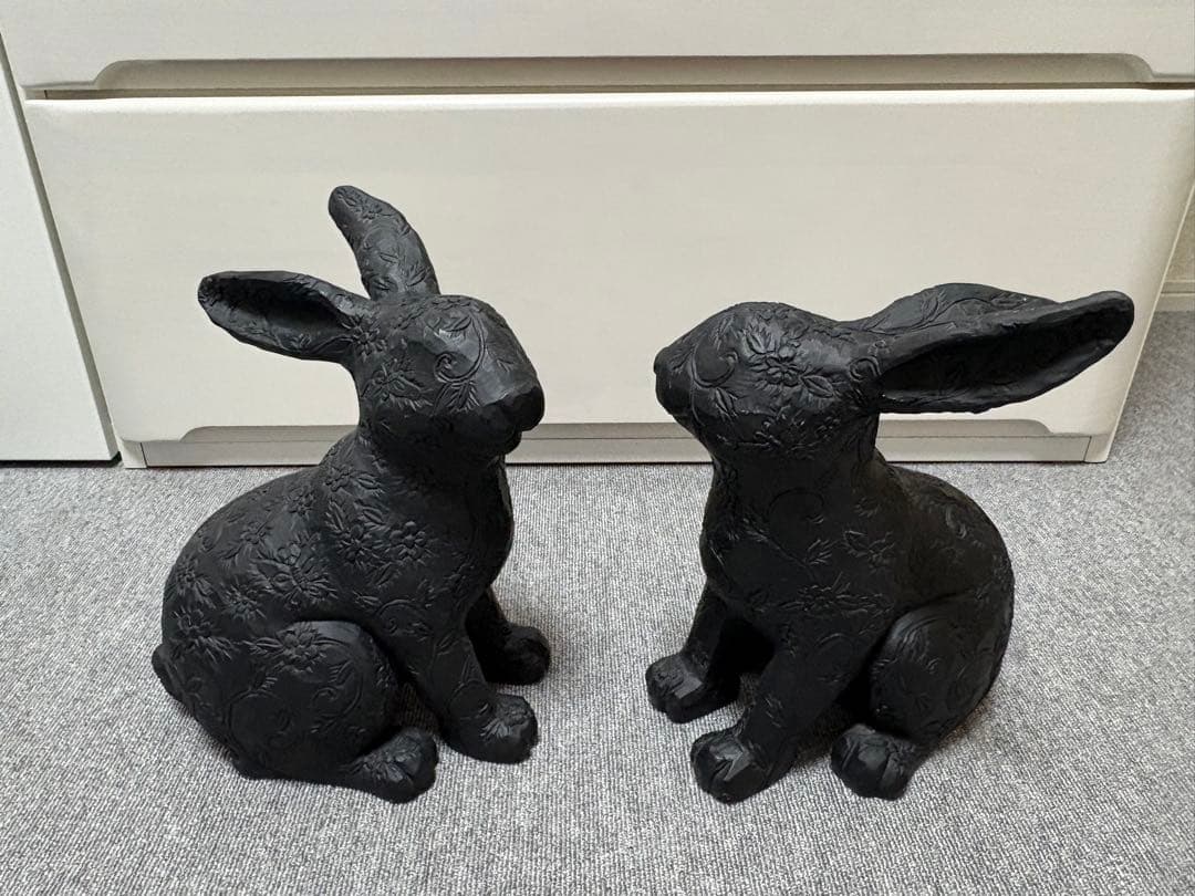 Francfranc ラビット アムルーＬ　ブラック2体　うさぎ　オブジェ　難