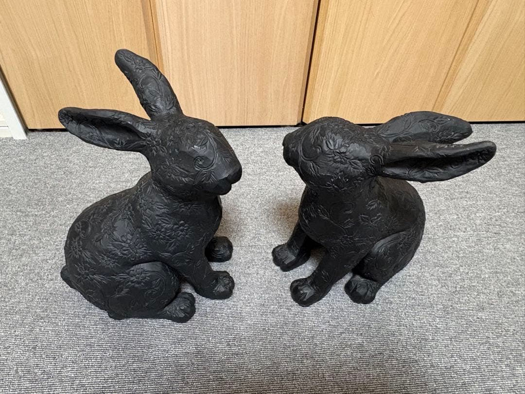 Francfranc ラビット アムルーＬ　ブラック2体　うさぎ　オブジェ　難