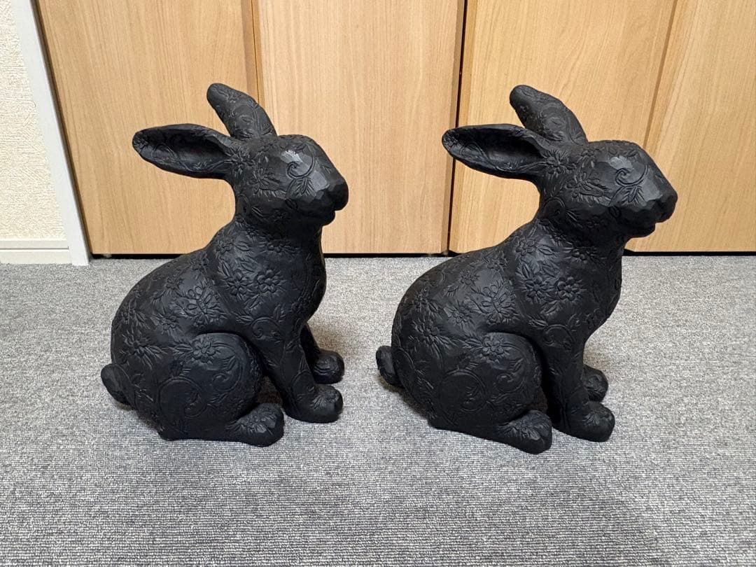 Francfranc ラビット アムルーＬ　ブラック2体　うさぎ　オブジェ　難