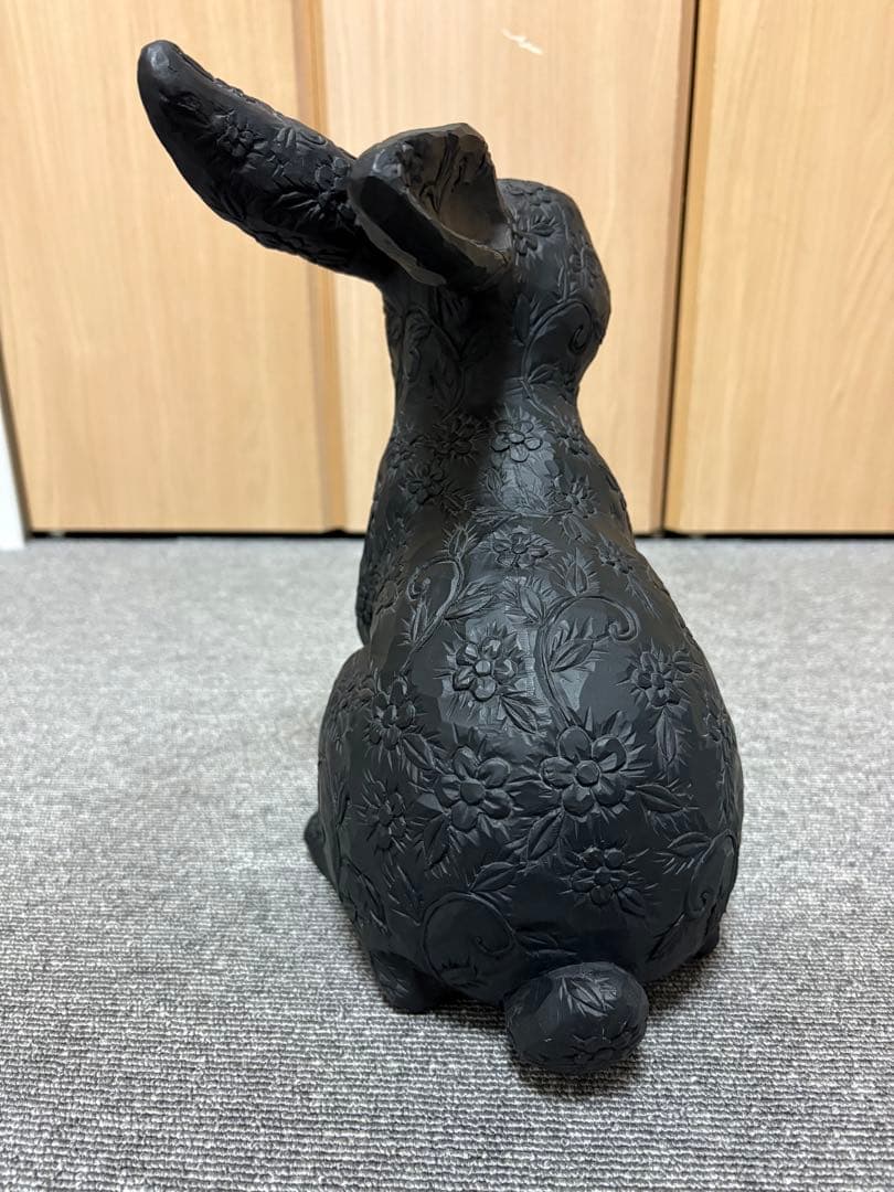 Francfranc ラビット アムルーＬ　ブラック2体　うさぎ　オブジェ　難