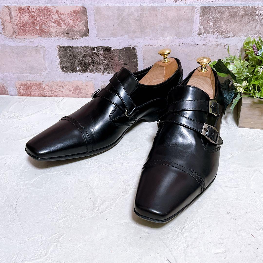 未使用級【キャサリンハムネットロンドン】ドレスシューズ 革靴 ベルト 黒 26