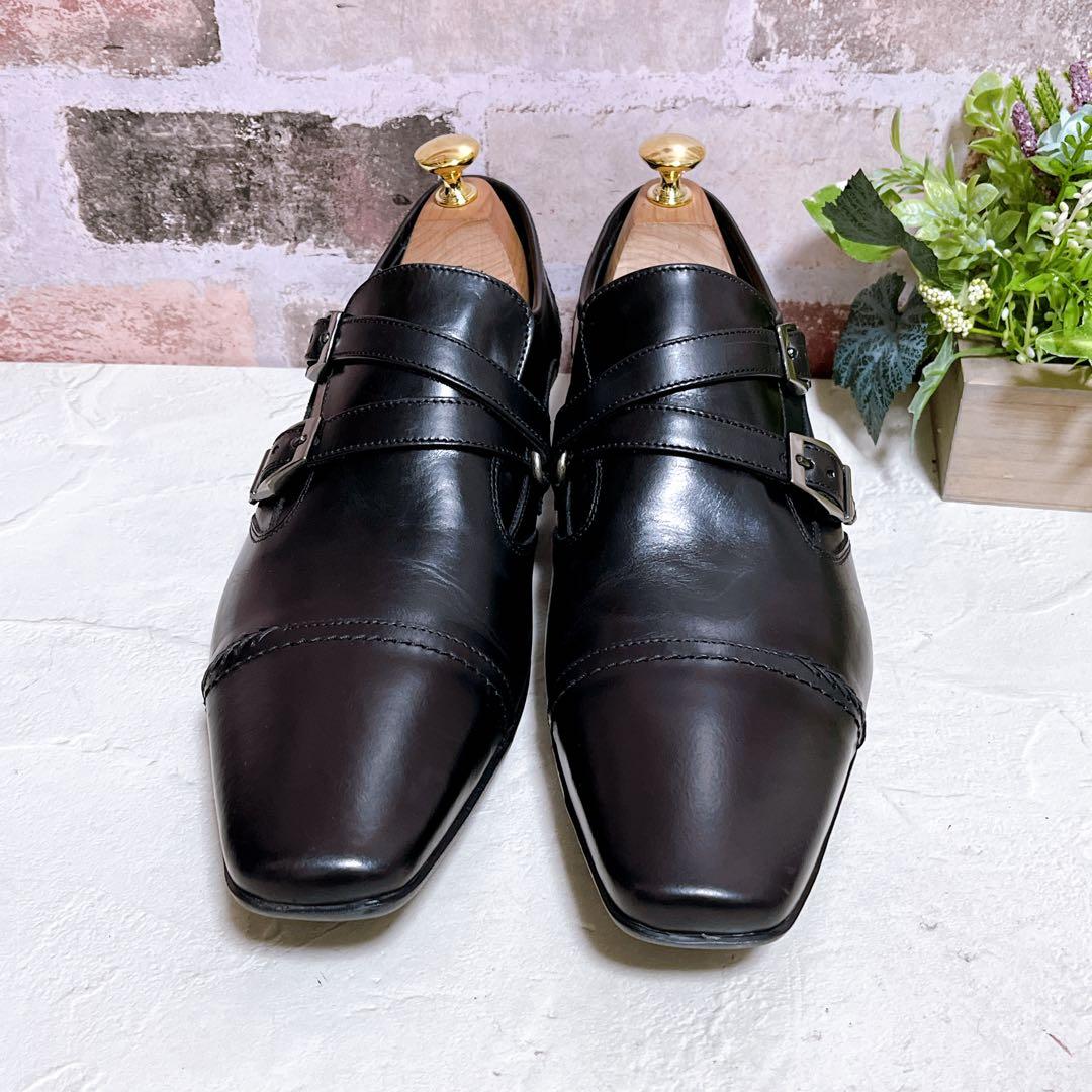 未使用級【キャサリンハムネットロンドン】ドレスシューズ 革靴 ベルト 黒 26