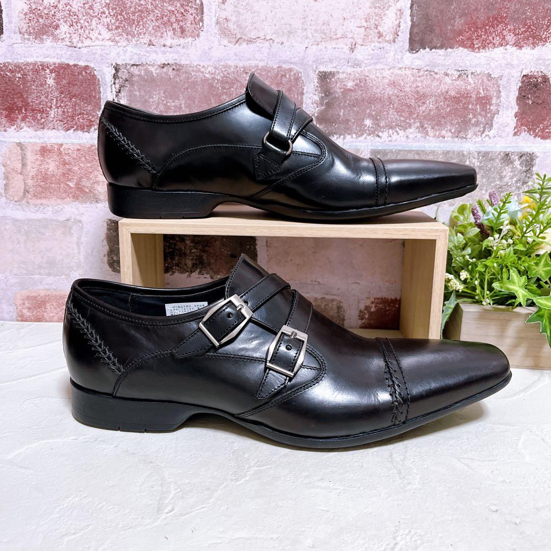 未使用級【キャサリンハムネットロンドン】ドレスシューズ 革靴 ベルト 黒 26