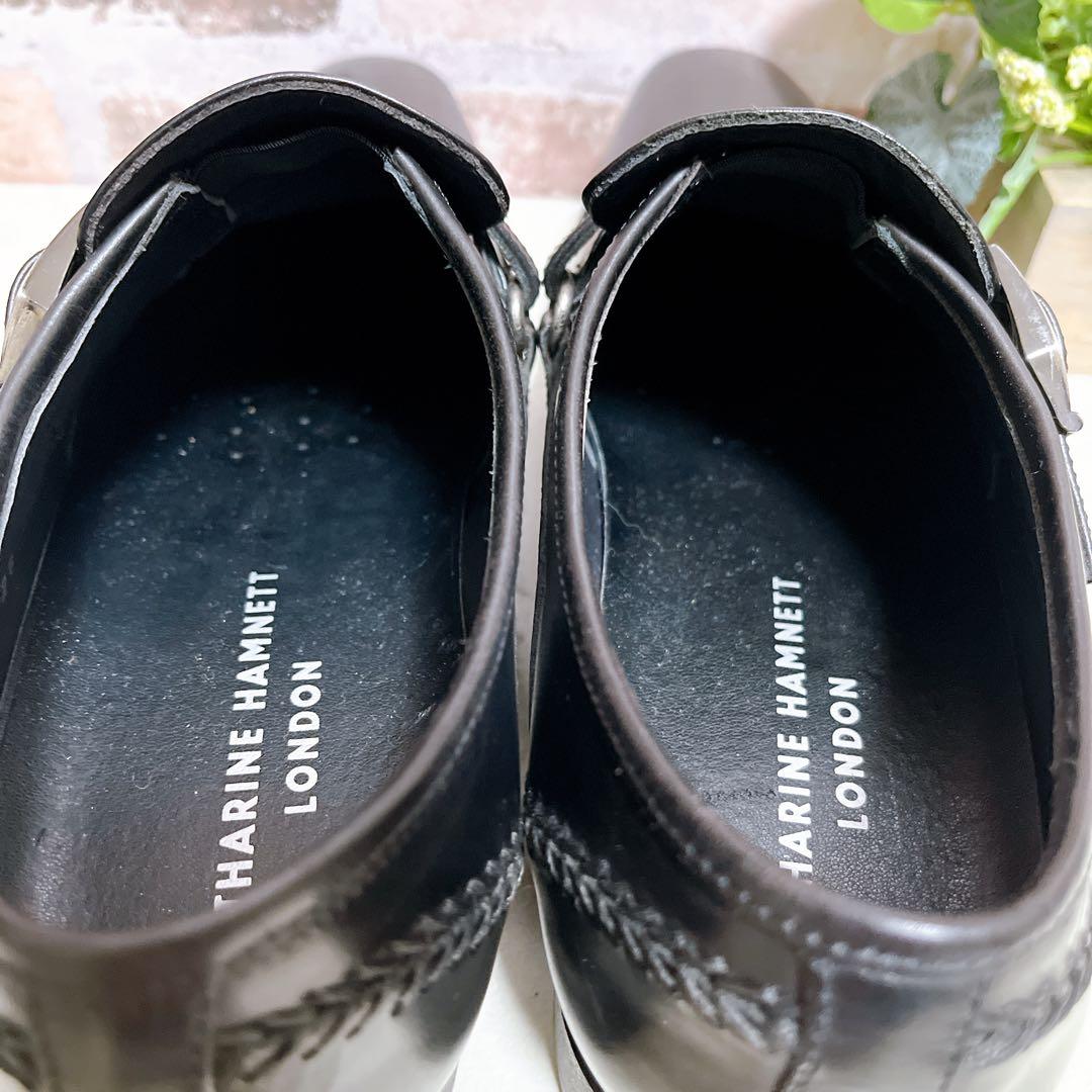 未使用級【キャサリンハムネットロンドン】ドレスシューズ 革靴 ベルト 黒 26