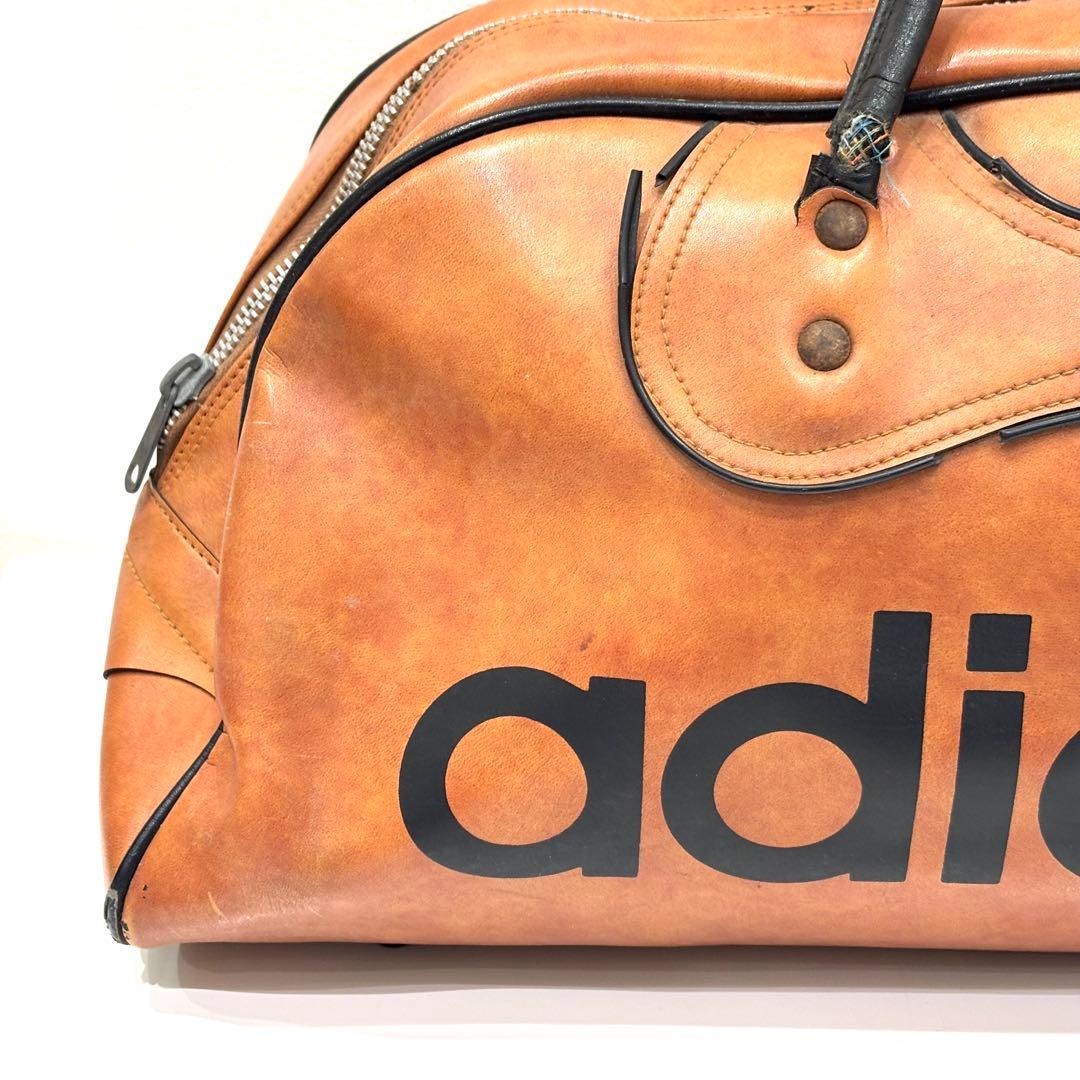 70s アディダス ボストンバッグ レザー ブラウン ヴィンテージ
