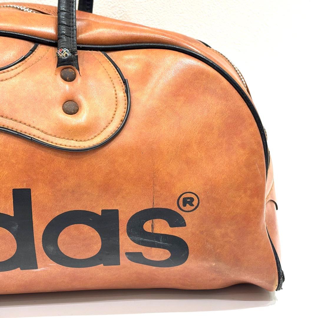 70s アディダス ボストンバッグ レザー ブラウン ヴィンテージ