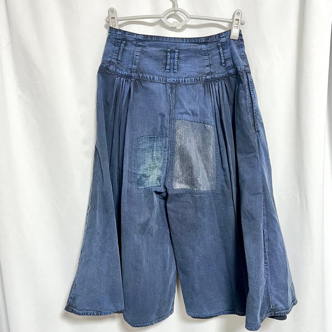 【レア品】KAPITAL 藍染　パッチワーク　ラップキュロット　ガウチョパンツ